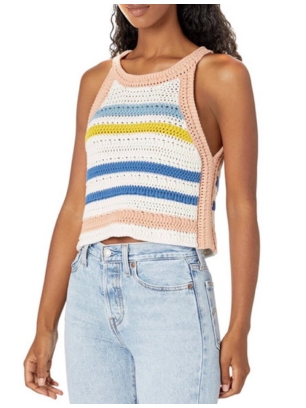 BCBGenerarion Crochet Stripe Tank Top 100% cotton